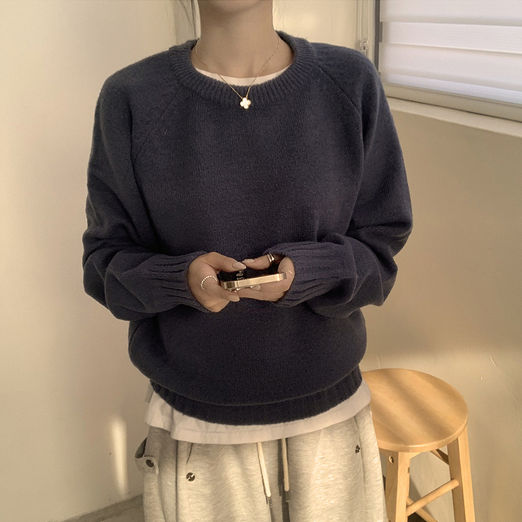 ラウンドリブデイリーニット(6color) blue