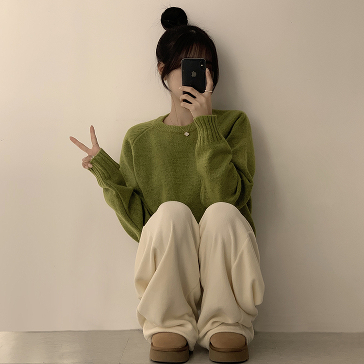 ラウンドリブデイリーニット(6color) olive