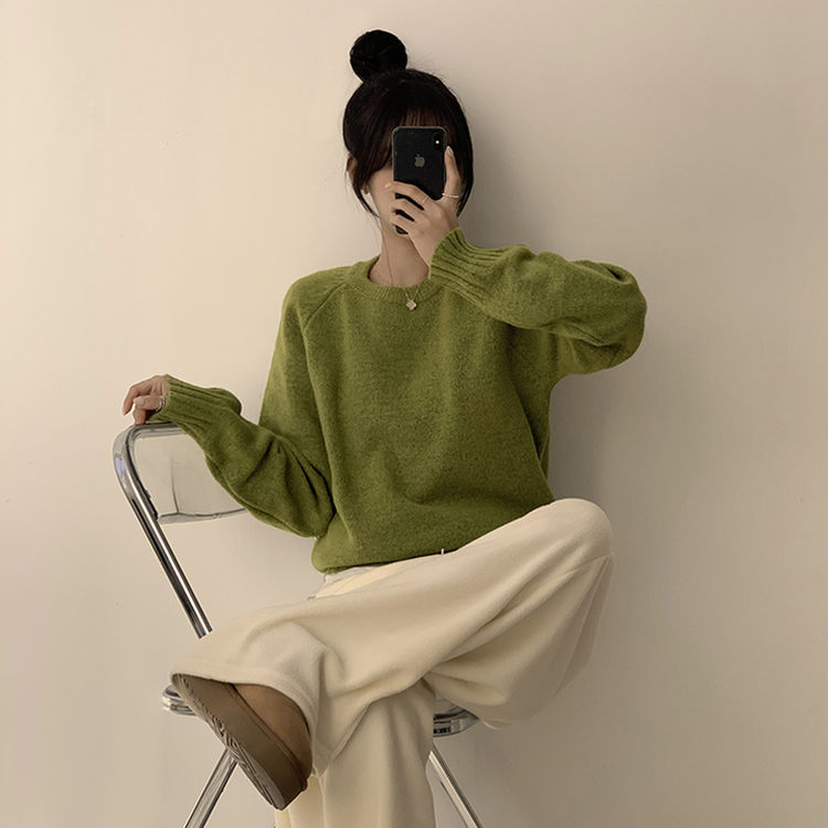 ラウンドリブデイリーニット(6color) olive