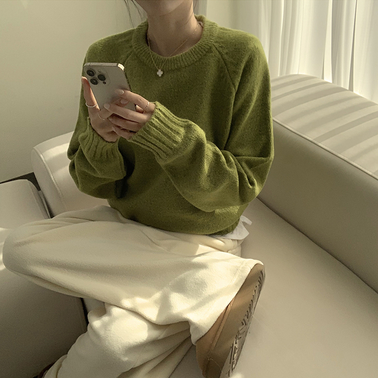 ラウンドリブデイリーニット(6color) olive