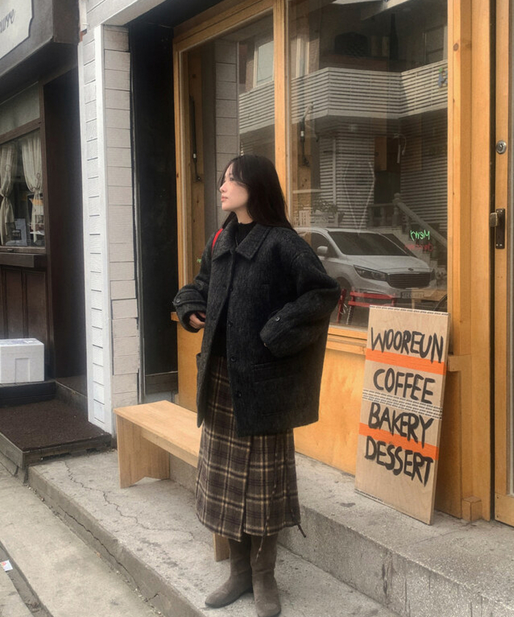 モヘアウールハーフコート
