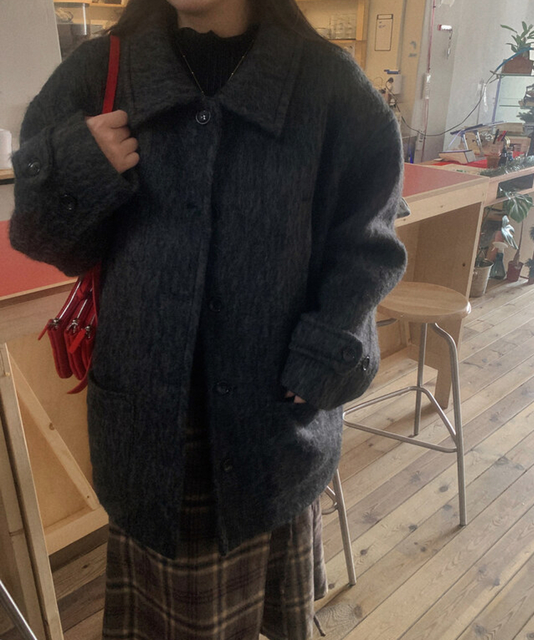 モヘアウールハーフコート