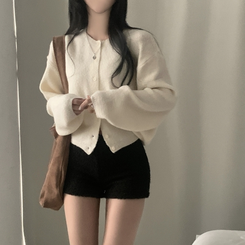 소르베 라운드 벌룬니트 크롭 가디건 9color 화이트