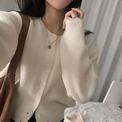 소르베 라운드 벌룬니트 크롭 가디건 9color 화이트