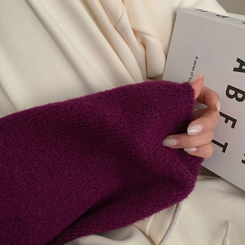 소르베 라운드 벌룬니트 크롭 가디건 9color 퍼플