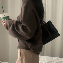 소르베 라운드 벌룬니트 크롭 가디건 9color 브라운