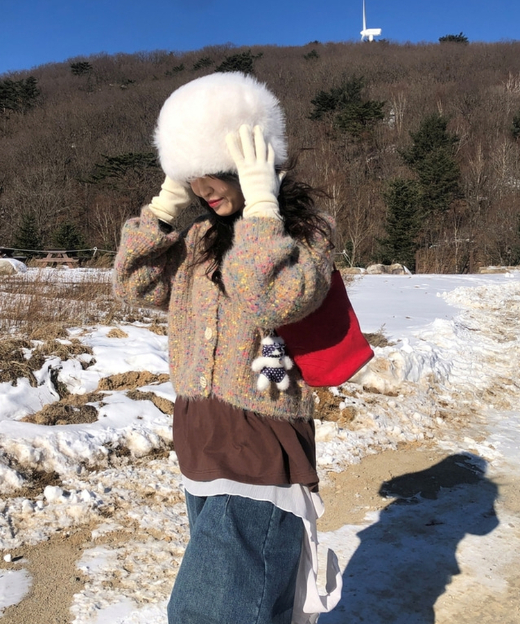 Vネッククロップニットカーディガン