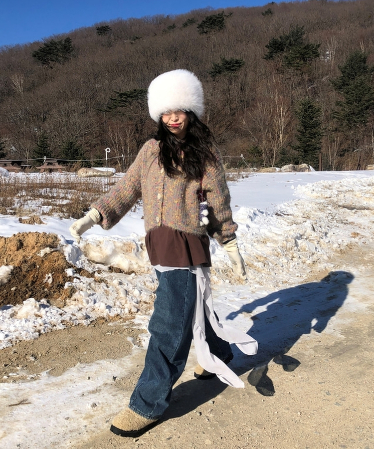 Vネッククロップニットカーディガン