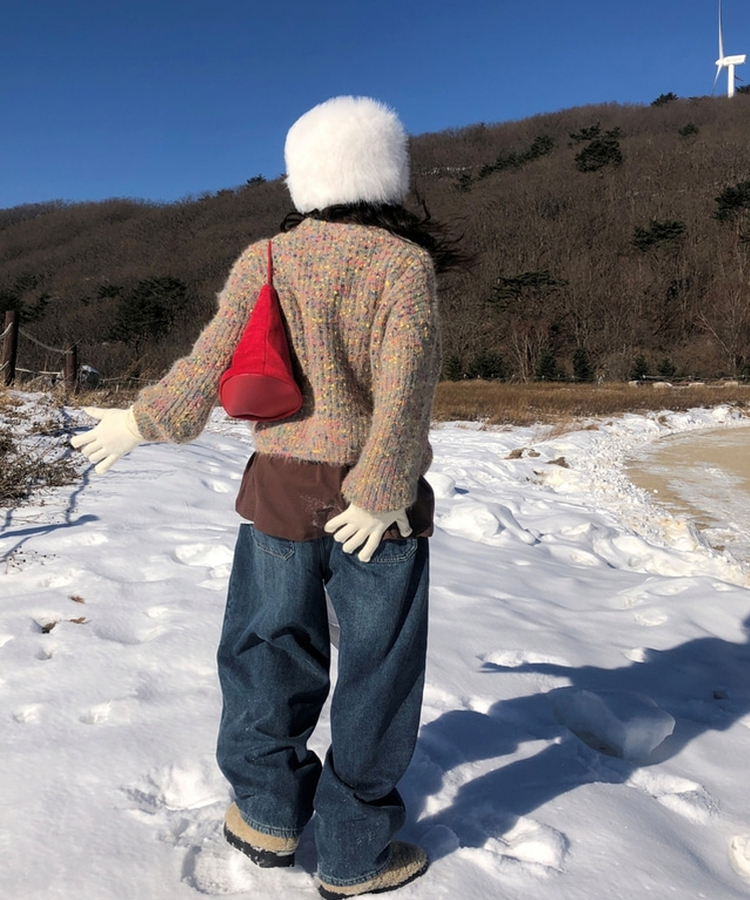 Vネッククロップニットカーディガン