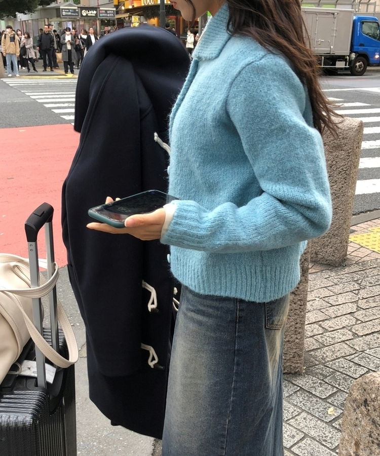 基本フィットカラーニットカーディガン(5color)