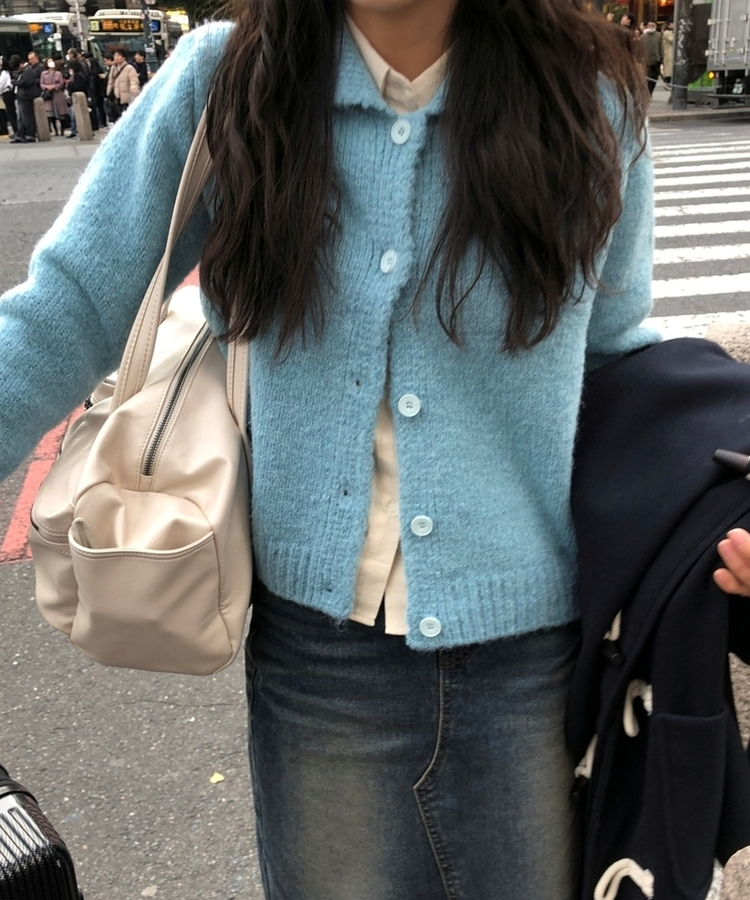 基本フィットカラーニットカーディガン(5color)