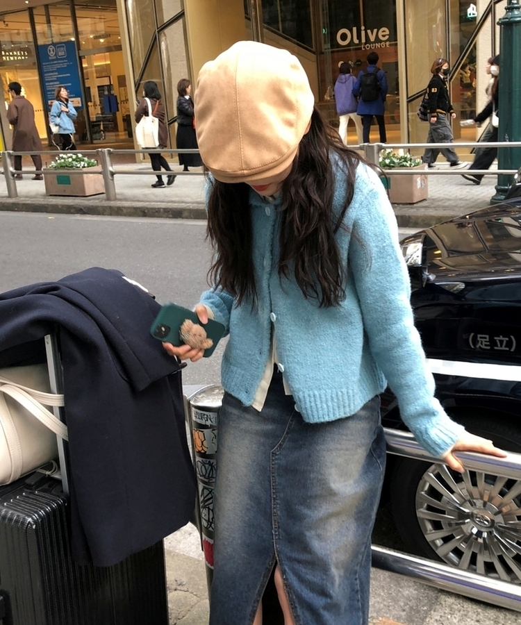 基本フィットカラーニットカーディガン(5color)