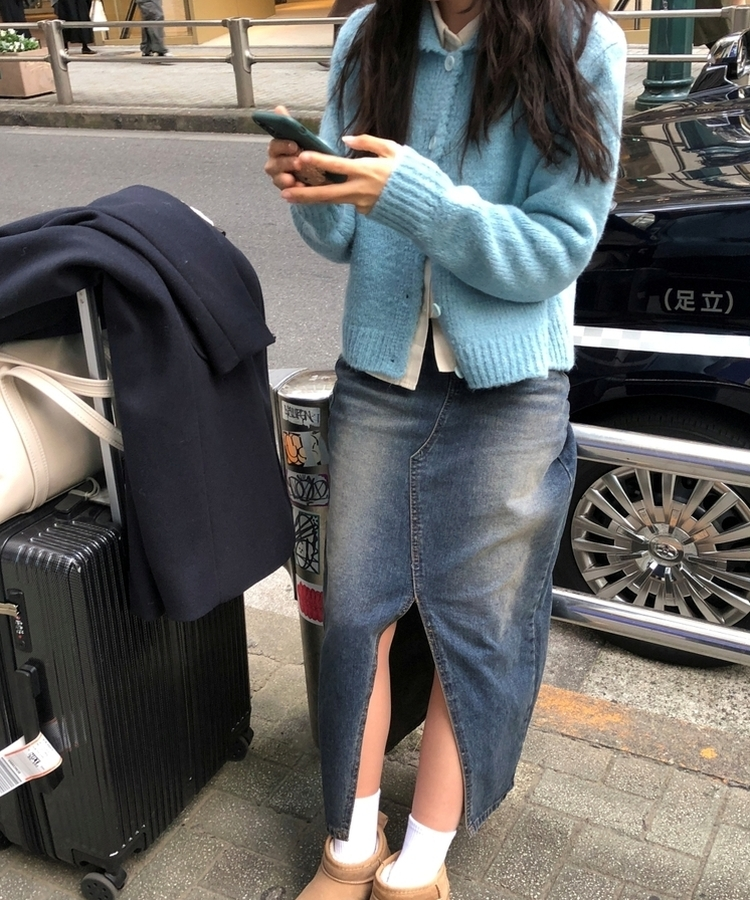 基本フィットカラーニットカーディガン(5color)