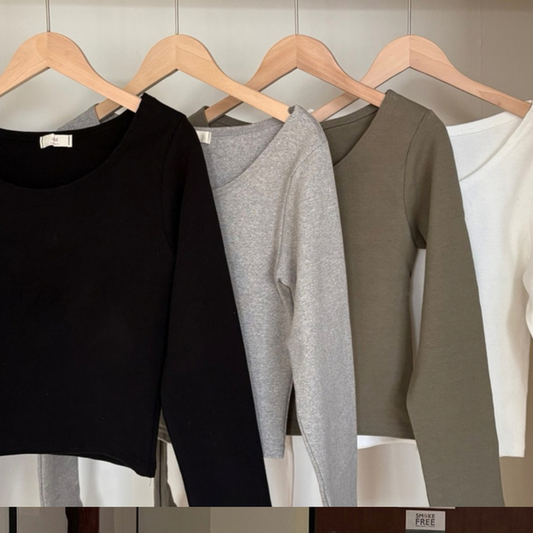 【起毛】レイヤードデイリースリム長袖Tシャツ