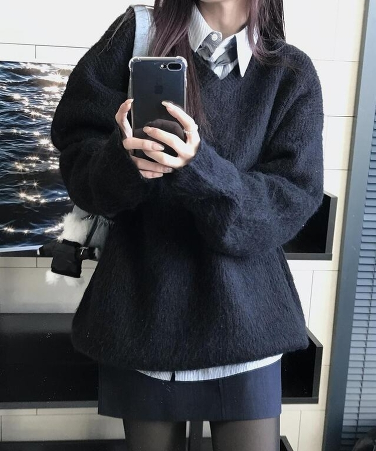 チーズVネックニット(9color)