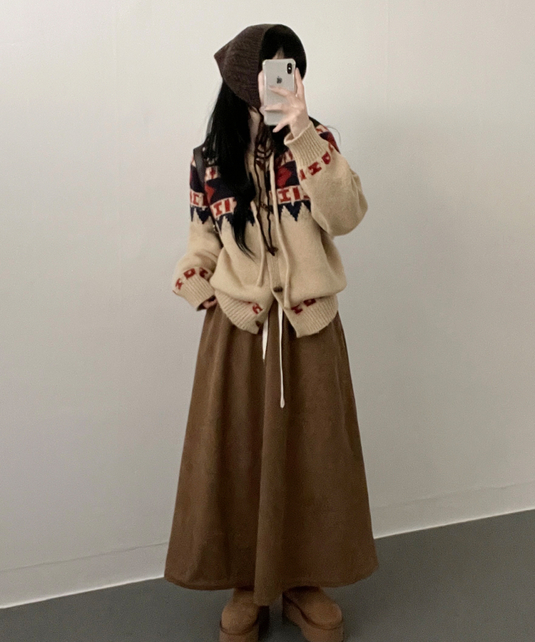 コーデュロイフレアバンディングスカート