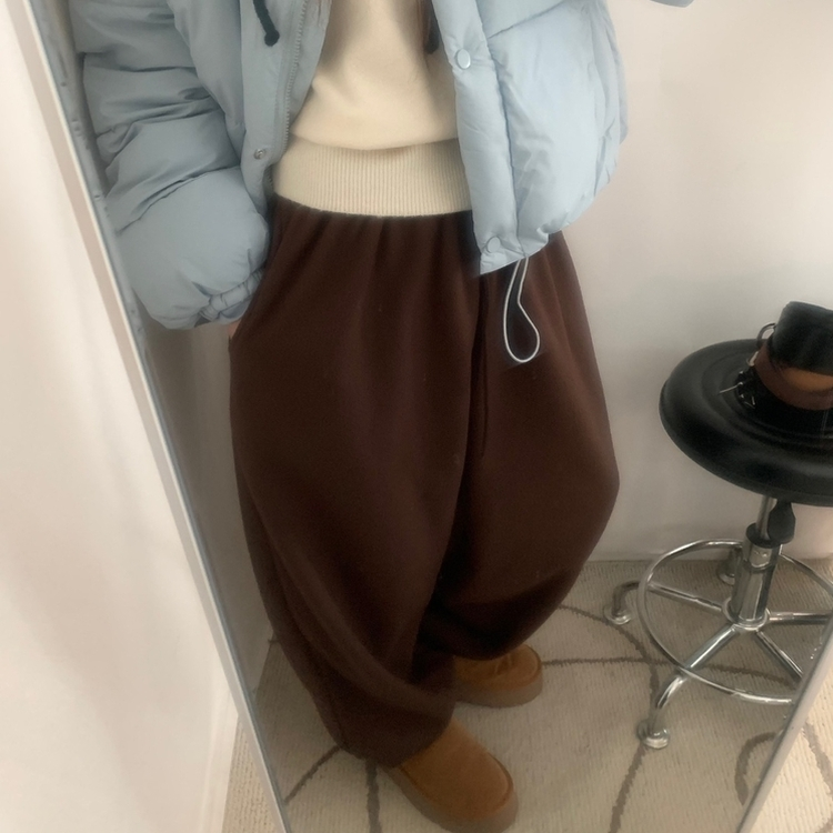 フリースウールワイドジョガーパンツ