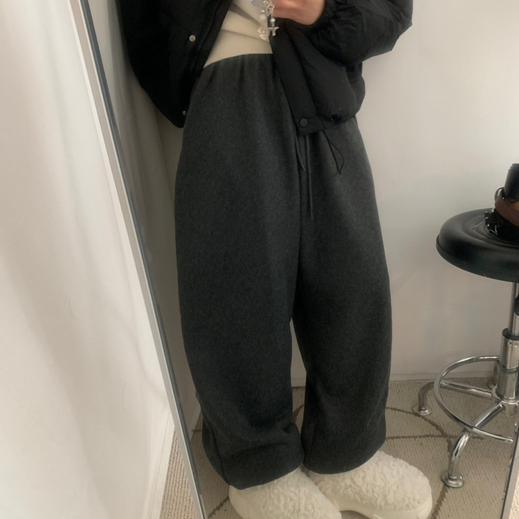 フリースウールワイドジョガーパンツ