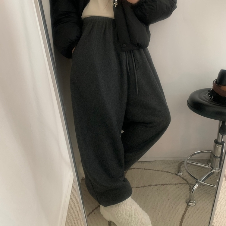 フリースウールワイドジョガーパンツ