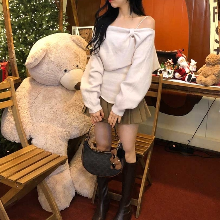 골덴 플리츠 미니스커트 치마바지 베이지