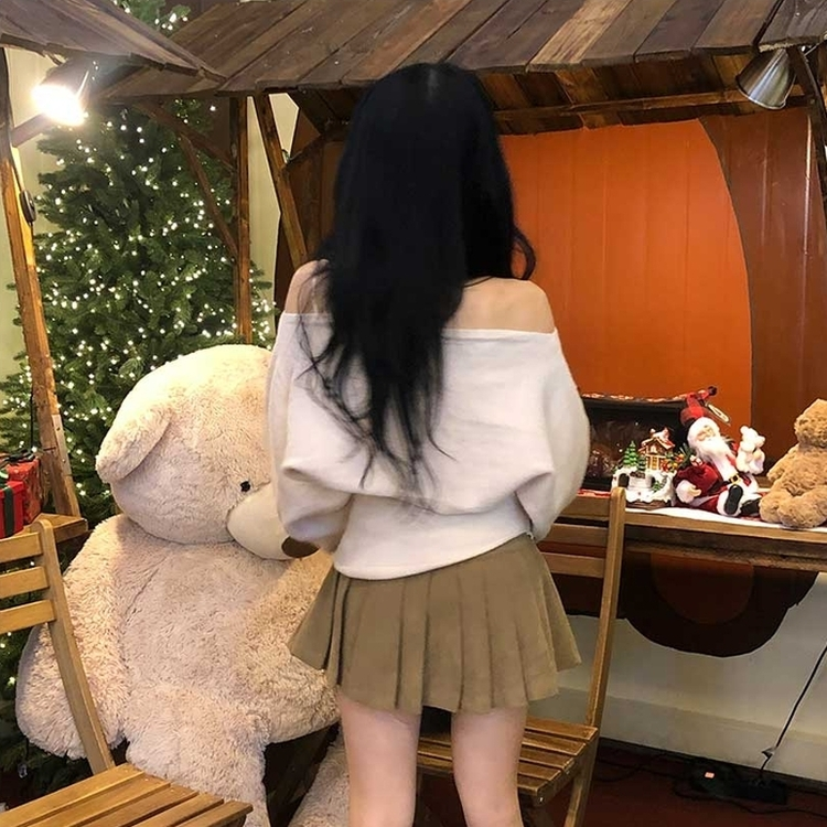 골덴 플리츠 미니스커트 치마바지 베이지