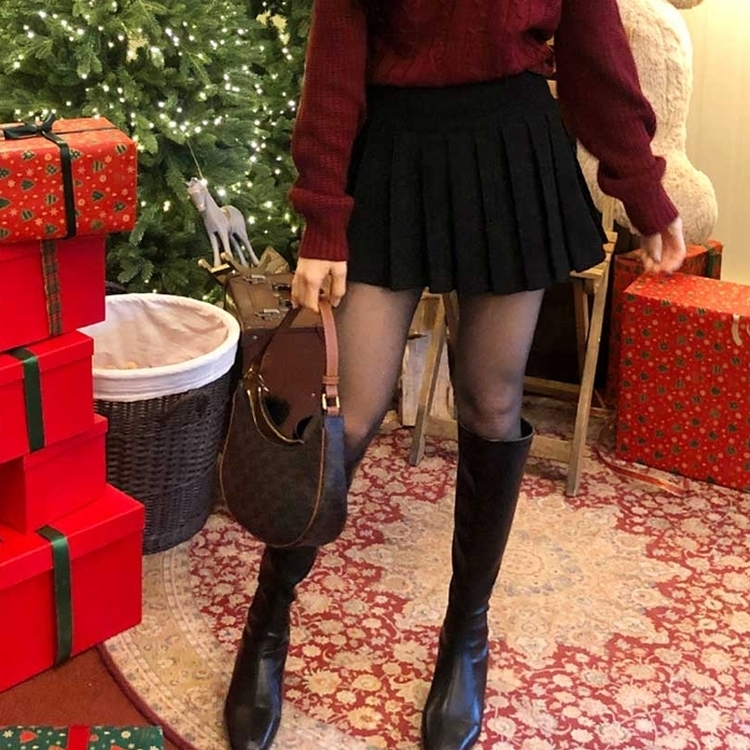 골덴 플리츠 미니스커트 치마바지 블랙