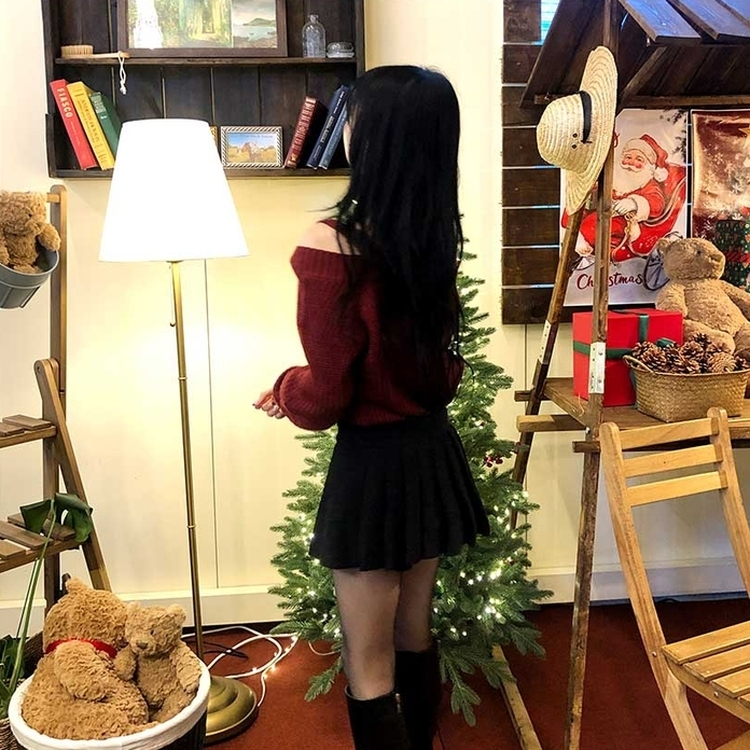 골덴 플리츠 미니스커트 치마바지 블랙