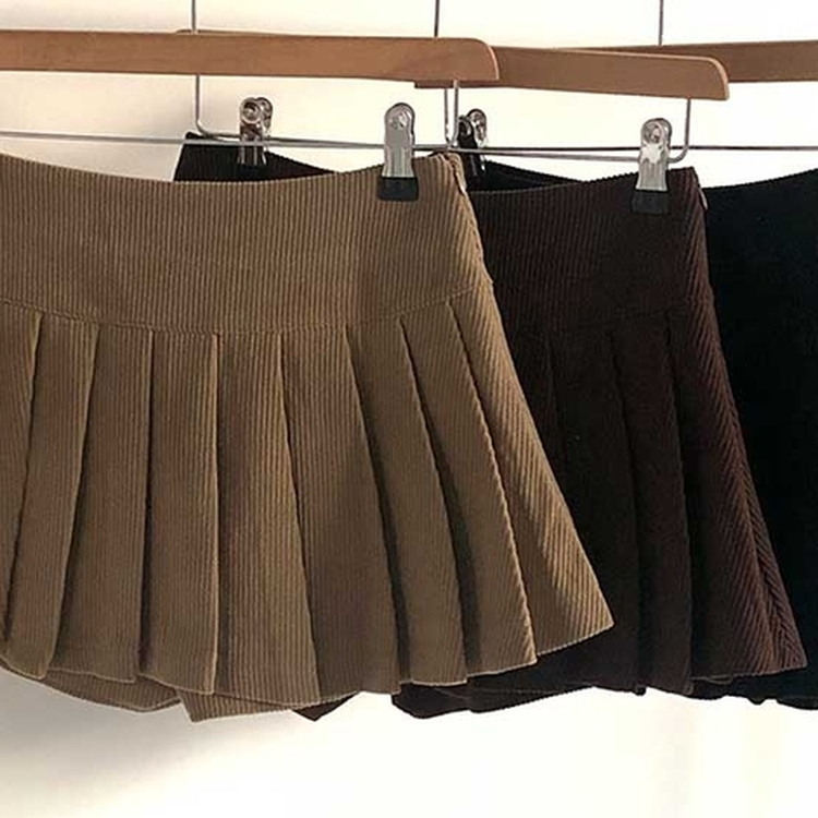 골덴 플리츠 미니스커트 치마바지