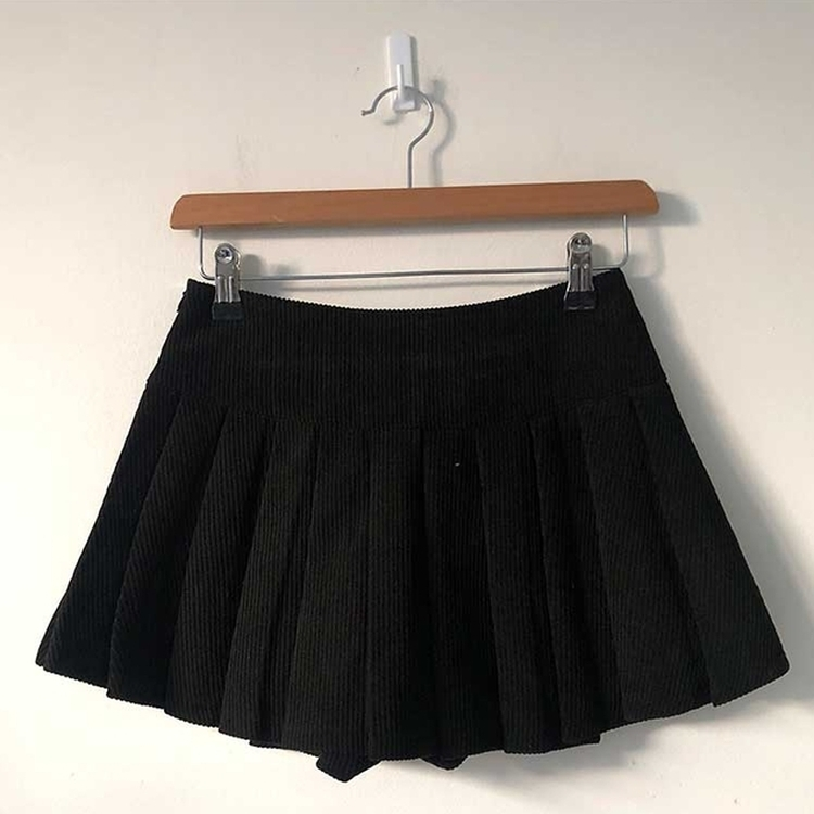 골덴 플리츠 미니스커트 치마바지