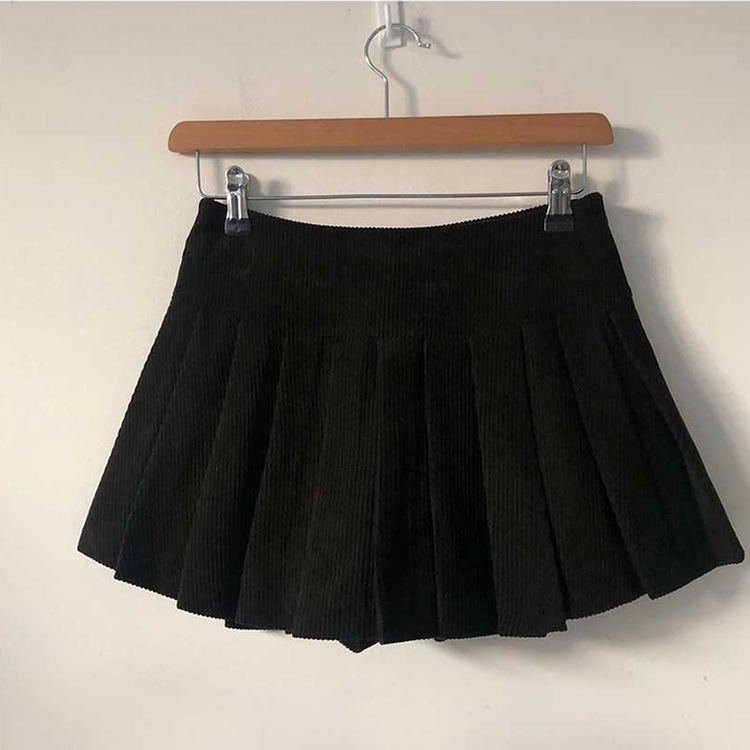 골덴 플리츠 미니스커트 치마바지