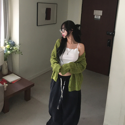 ケーブルベーシックカーディガン(6color) LIGHT GREEN