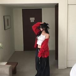 ケーブルベーシックカーディガン(6color) RED