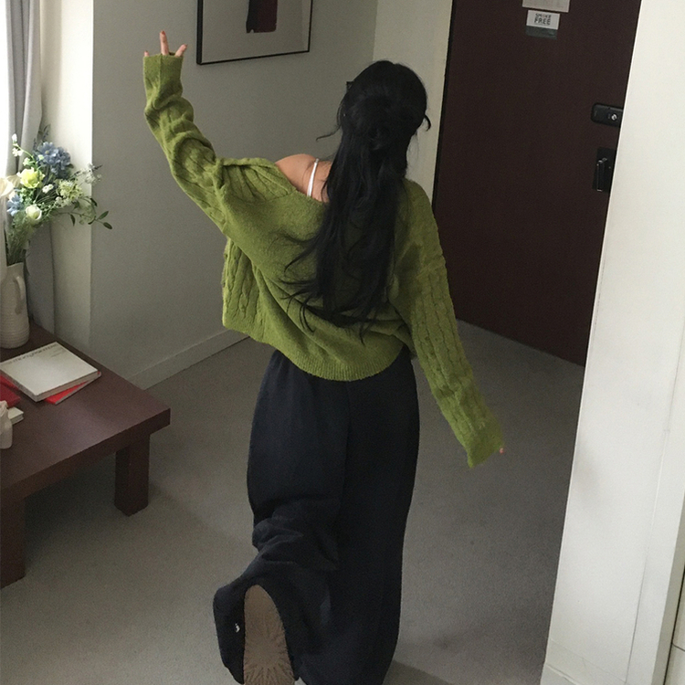 ケーブルベーシックカーディガン(6color) LIGHT GREEN