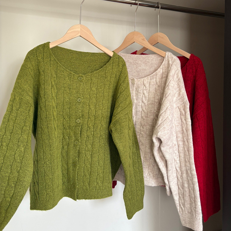 ケーブルベーシックカーディガン(6color)