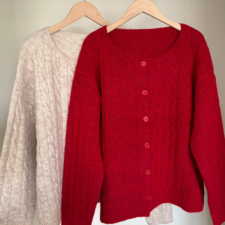 ケーブルベーシックカーディガン(6color)