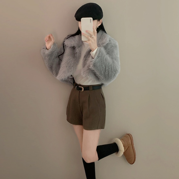 ファーカラーネッククロップジャケット