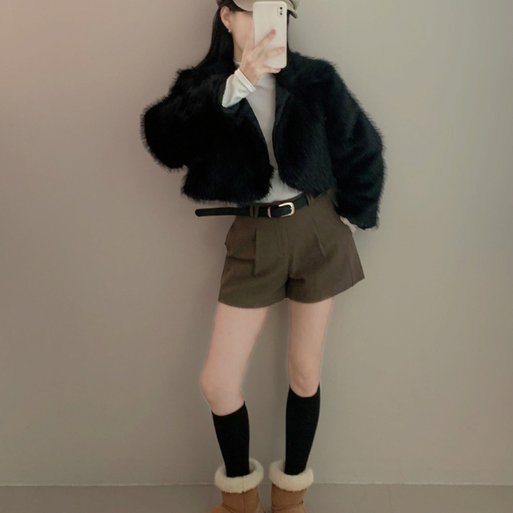 ファーカラーネッククロップジャケット