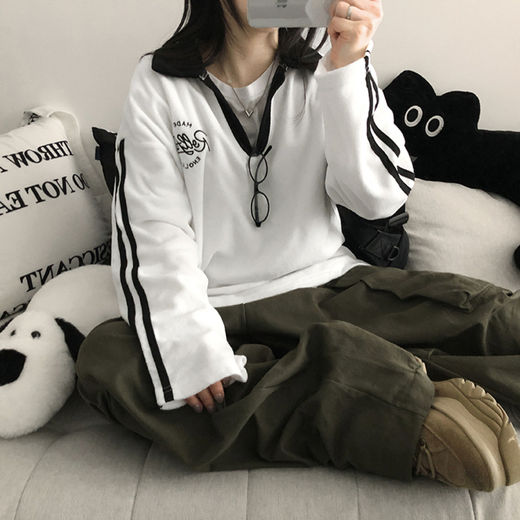 トラックラインバイカラーフリースTシャツ