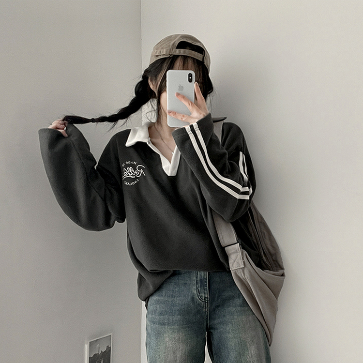 トラックラインバイカラーフリースTシャツ