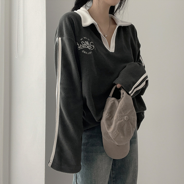 トラックラインバイカラーフリースTシャツ
