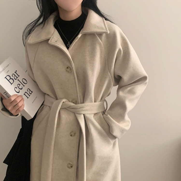 체르닌 프리미엄 허리벨트 싱글 롱코트 4color 크림