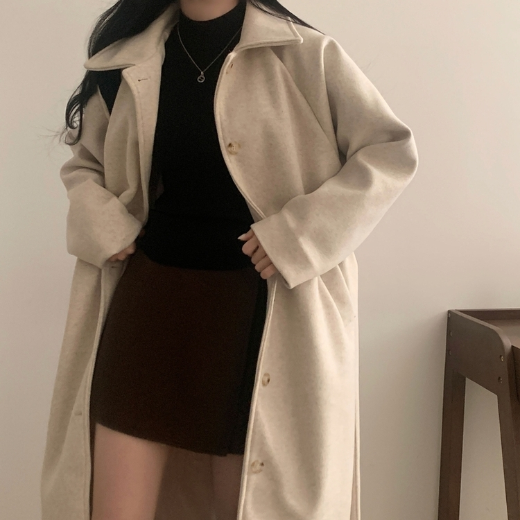 체르닌 프리미엄 허리벨트 싱글 롱코트 4color 크림