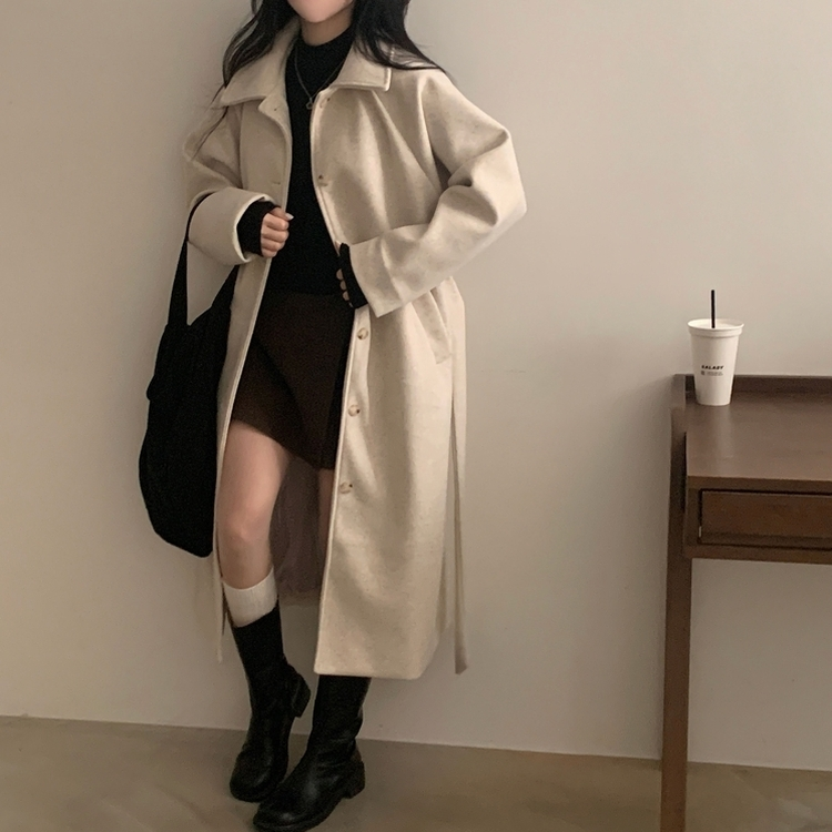 체르닌 프리미엄 허리벨트 싱글 롱코트 4color 크림