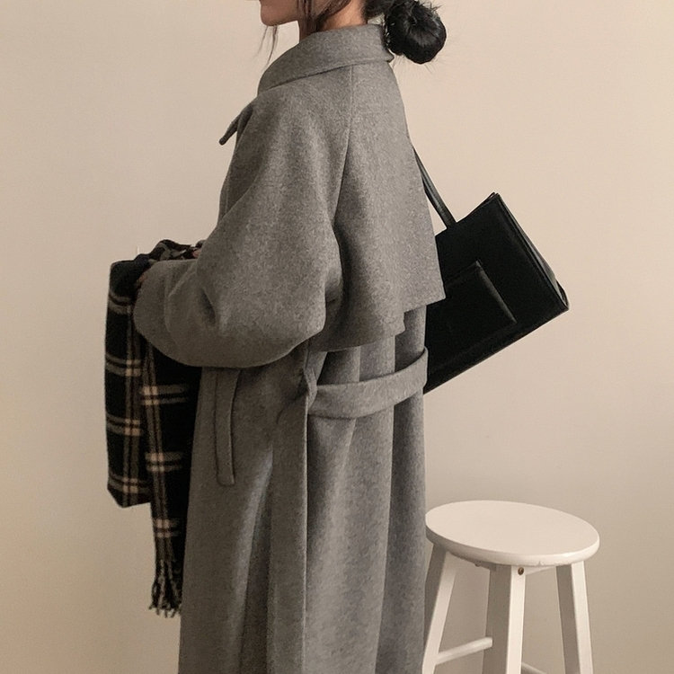 체르닌 프리미엄 허리벨트 싱글 롱코트 4color 차콜