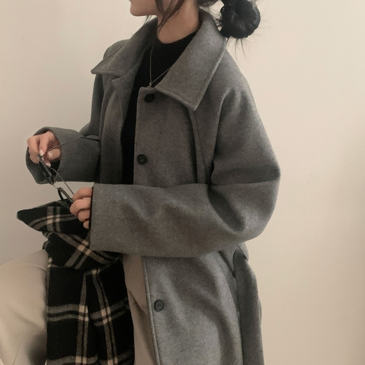 체르닌 프리미엄 허리벨트 싱글 롱코트 4color 차콜