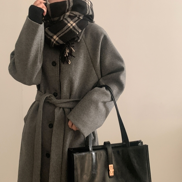 체르닌 프리미엄 허리벨트 싱글 롱코트 4color 차콜