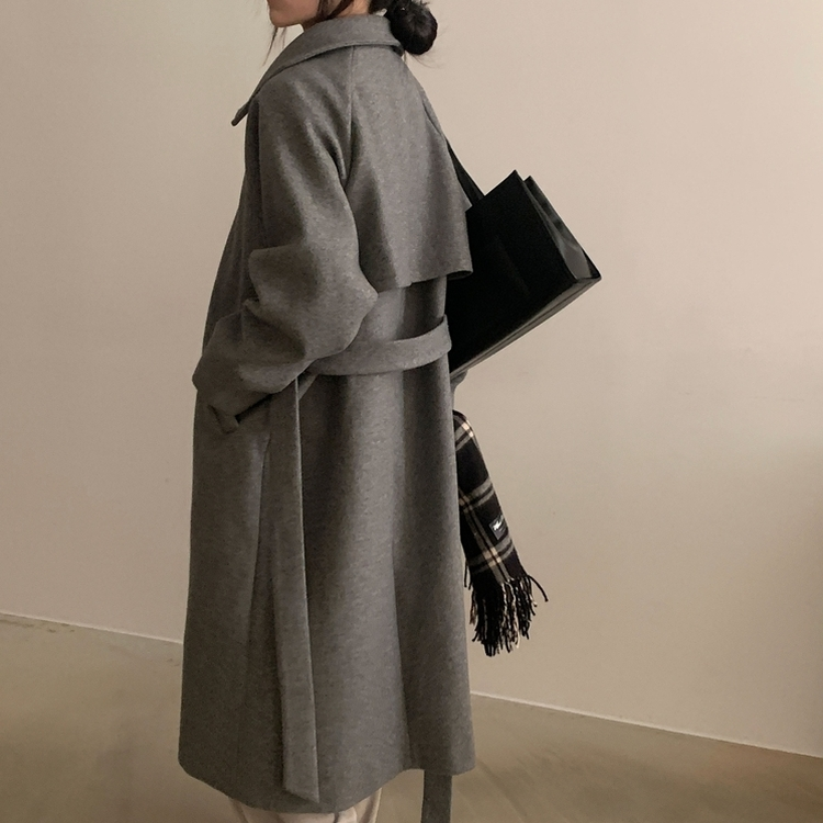 체르닌 프리미엄 허리벨트 싱글 롱코트 4color 차콜