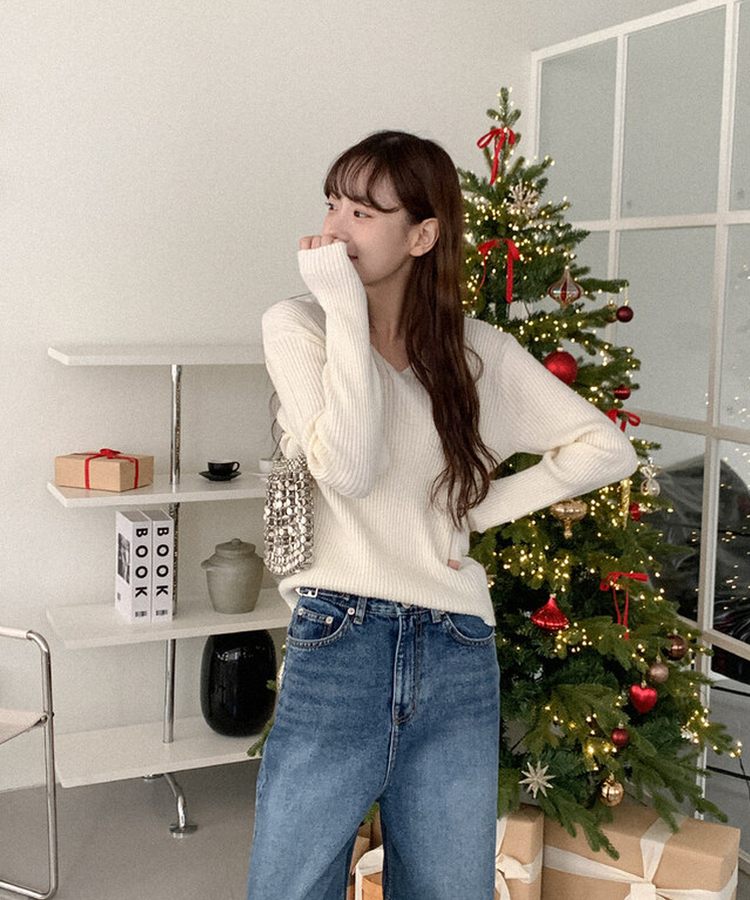 ラトーレリブVネックニット(5color)
