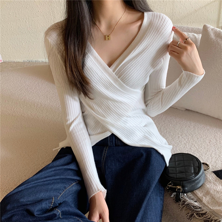 クロススリムリブニット WHITE