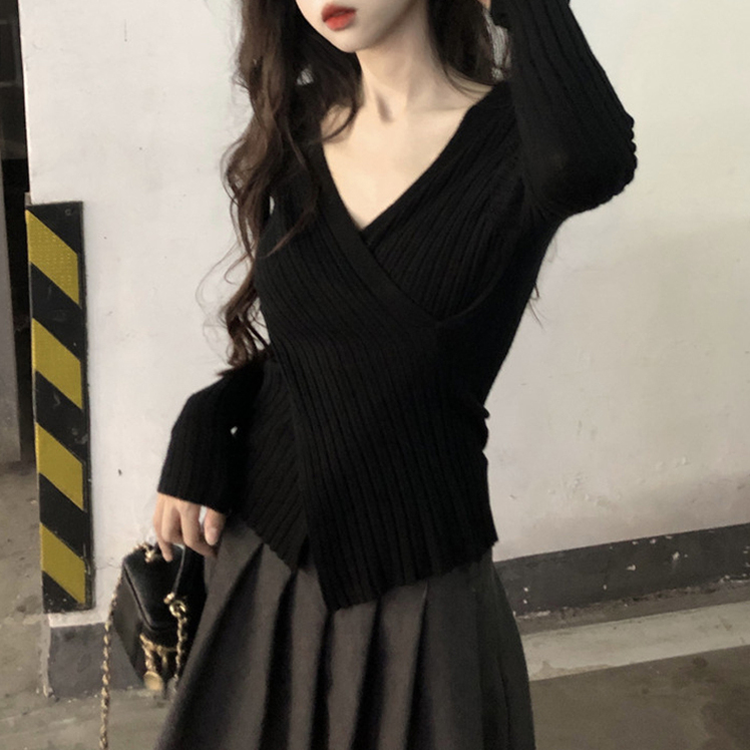 クロススリムリブニット BLACK